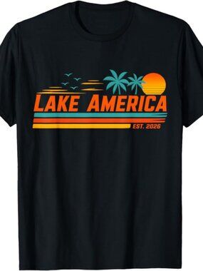 Lake America Sunset Men Women T-Shirt